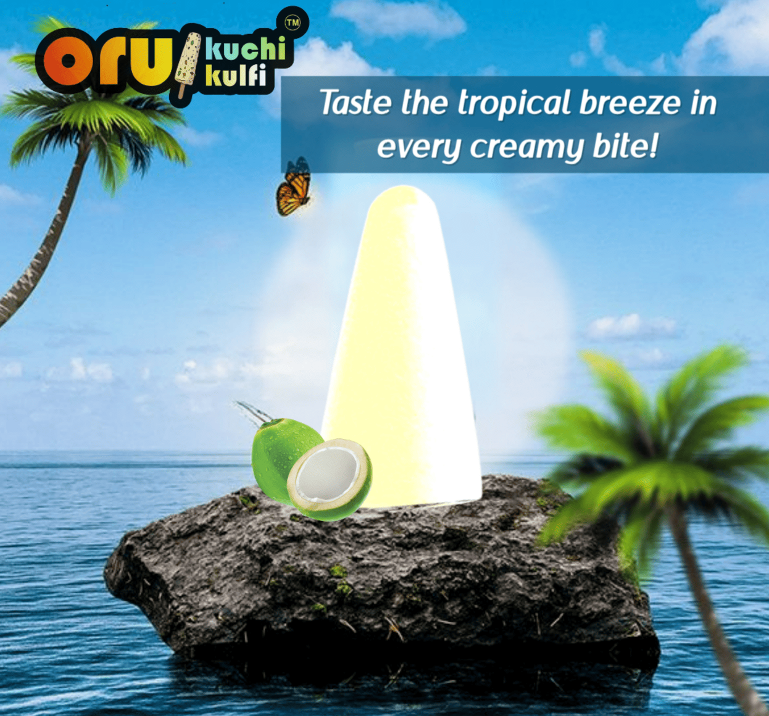 Refreshing tender coconut kulfi made with real coconut pulp